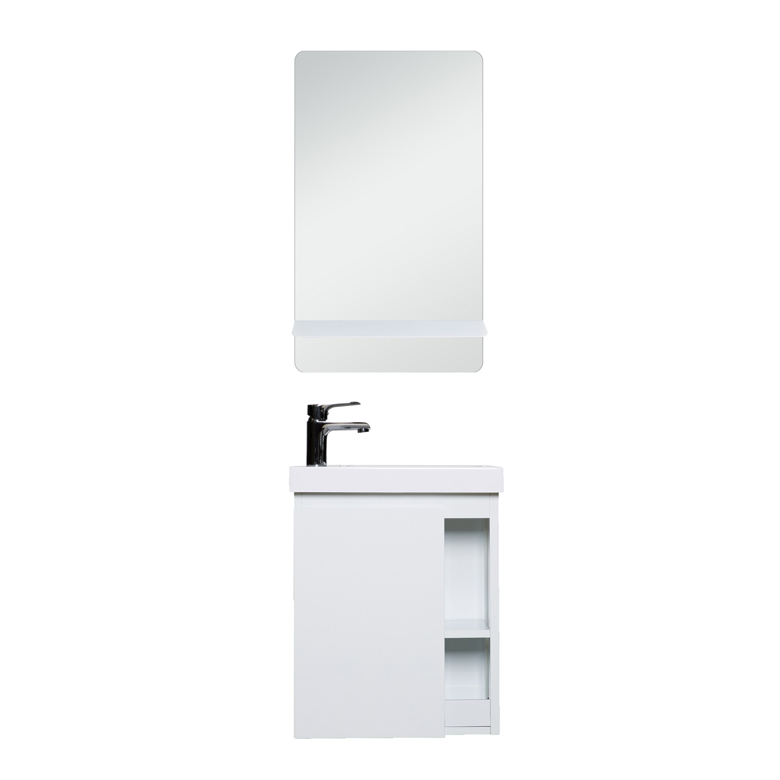 Meuble Lave-mains Blanc avec vasque Blanche HAMPTON + Miroir Meuble Lave-mains Blanc avec vasque Blanche HAMPTON + Miroir