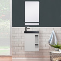 Meuble Lave-mains Blanc avec vasque Noire HAMPTON + Miroir