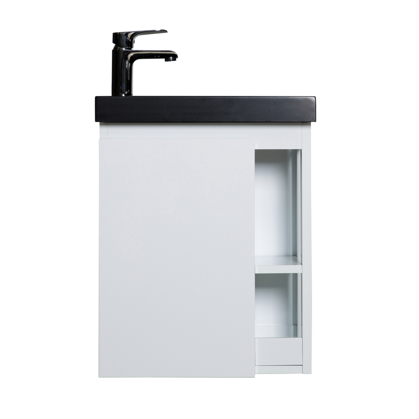 Meuble Lave-mains Blanc avec vasque Noire HAMPTON + Miroir Meuble Lave-mains Blanc avec vasque Noire HAMPTON + Miroir