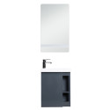 Lave-mains Gris avec vasque Blanche HAMPTON + Miroir