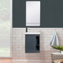 Lave-mains Gris avec vasque Blanche HAMPTON + Miroir