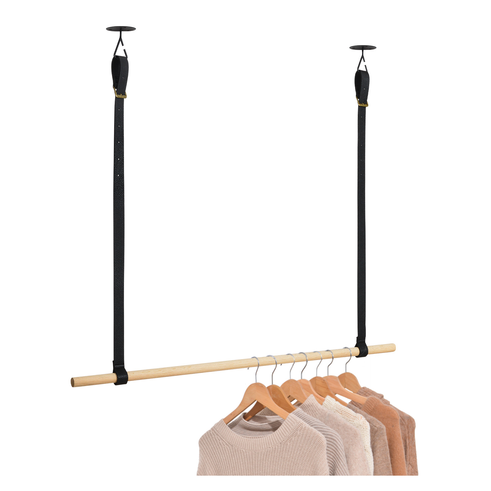 Kit penderie VIKY effet cuir - Penderie suspendue sous plafond Kit penderie VIKY effet cuir - Penderie suspendue sous plafond