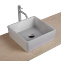 Vasque Salle de Bain à Poser Carrée en Béton Gris Clair L38 cm SOFIA