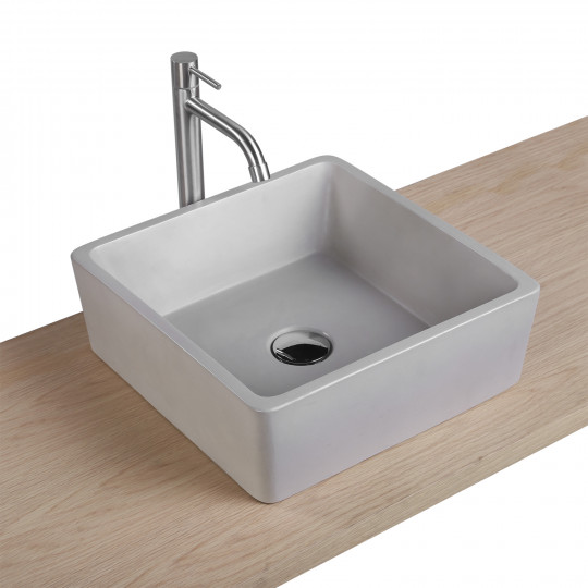 Vasque Salle de Bain à Poser Carrée en Béton Gris Clair L38 cm SOFIA