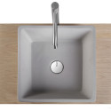 Vasque Salle de Bain à Poser Carrée en Béton Gris Clair L38 cm SOFIA