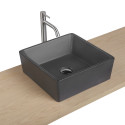 Vasque Salle de Bain à Poser Carrée en Béton Gris Foncé L38 cm SARA