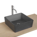 Vasque Salle de Bain à Poser Carrée en Béton Gris Foncé L38 cm SARA