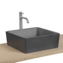 Vasque Salle de Bain à Poser Carrée en Béton Gris Foncé L38 cm SARA