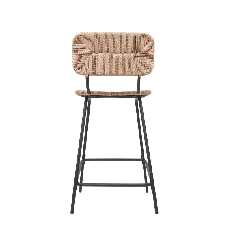 Tabourets de Bar Îlot Central Corde tressée et Métal - Coloris Naturel NEMA | Lot de 2