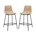 Tabourets de Bar Îlot Central Rotin et Métal - Coloris Naturel BALI | Lot de 2