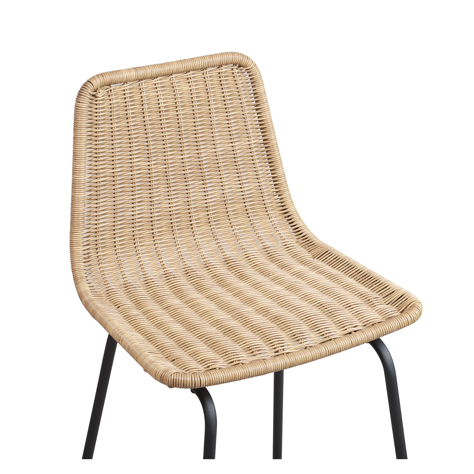 Tabourets de Bar Îlot Central Rotin et Métal - Coloris Naturel BALI | Lot de 2