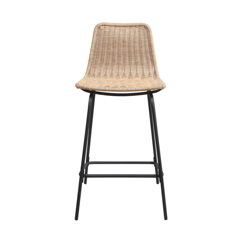 Tabourets de Bar Îlot Central Rotin et Métal - Coloris Naturel BALI | Lot de 2