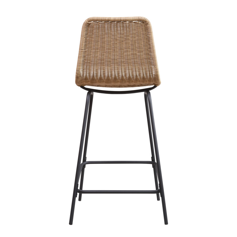 Tabourets de Bar Îlot Central Rotin et Métal - Coloris Naturel BALI | Lot de 2