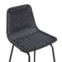 Tabourets de Bar Îlot Central Rotin et Métal - Coloris Noir BALI | Lot de 2