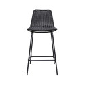 Tabourets de Bar Îlot Central Rotin et Métal - Coloris Noir BALI | Lot de 2