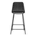 Tabourets de Bar Îlot Central Rotin et Métal - Coloris Noir BALI | Lot de 2
