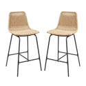 Tabourets de Bar Îlot Central Rotin et Métal - Coloris Naturel KUTA | Lot de 2
