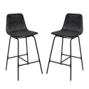 Tabourets de Bar Îlot Central Rotin et Métal - Coloris Noir KUTA | Lot de 2