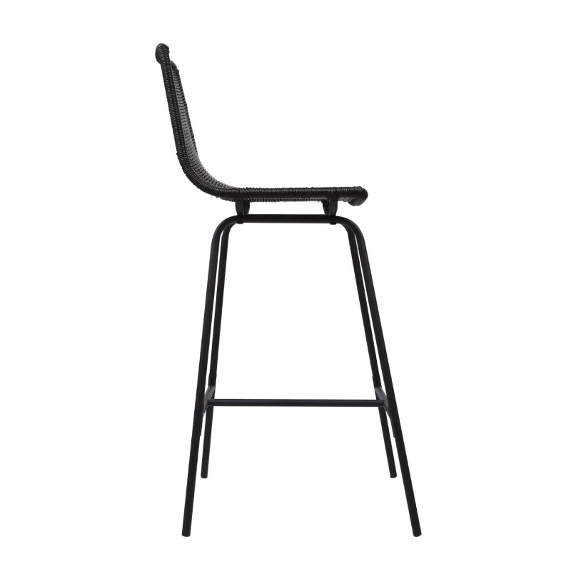 Tabourets de Bar Îlot Central Rotin et Métal - Coloris Noir KUTA | Lot de 2