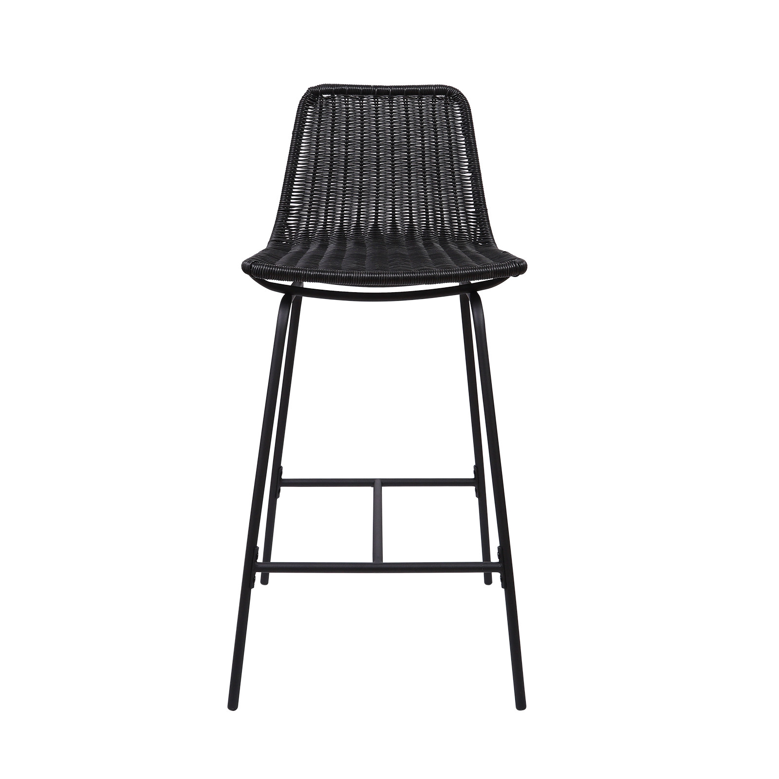 Tabourets de Bar Îlot Central Rotin et Métal - Coloris Noir KUTA | Lot de 2 Tabourets de Bar Îlot Central Rotin et Métal - Coloris Noir KUTA | Lot de 2