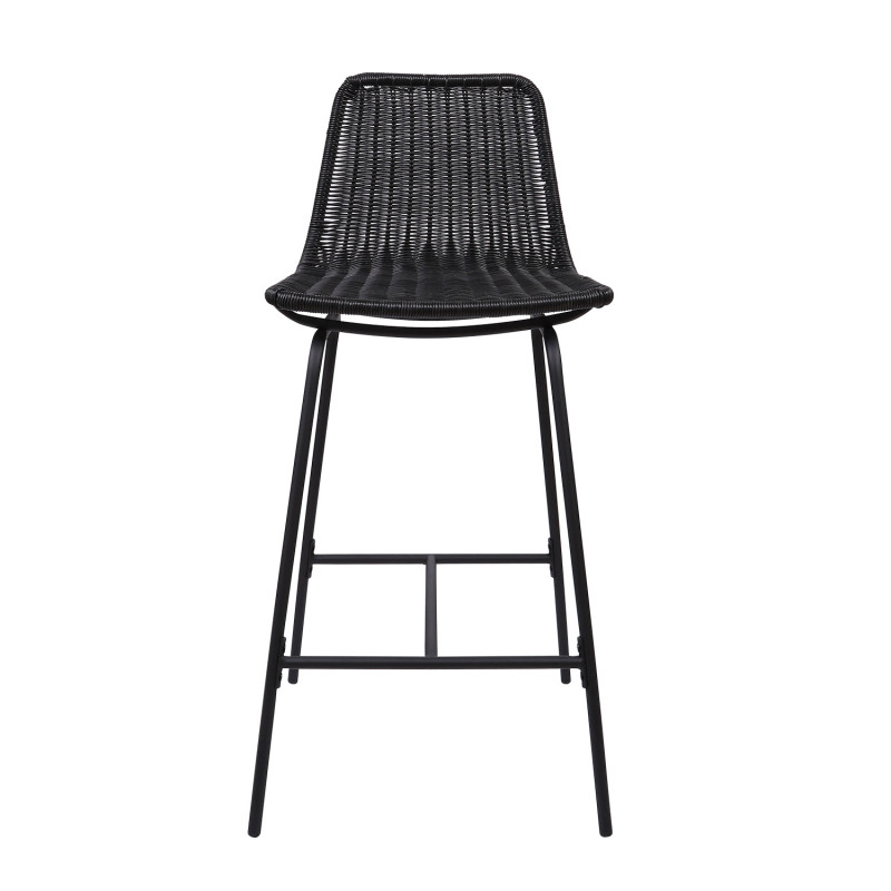 Tabourets de Bar Îlot Central Rotin et Métal - Coloris Noir KUTA | Lot de 2