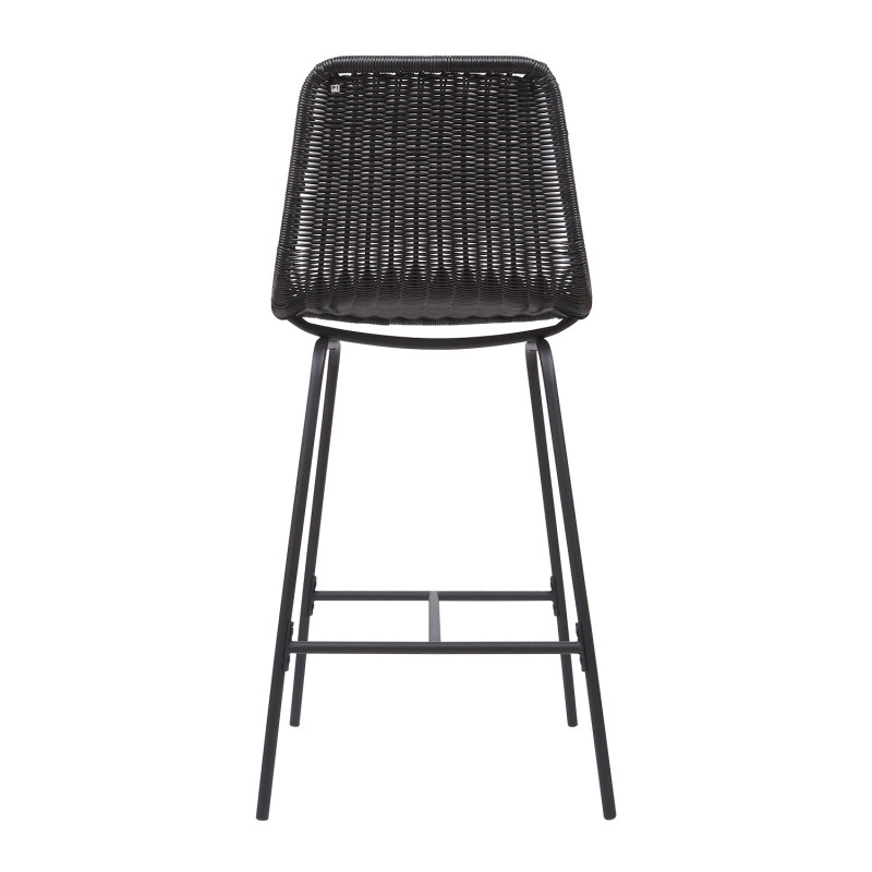 Tabourets de Bar Îlot Central Rotin et Métal - Coloris Noir KUTA | Lot de 2