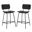 Tabourets de Bar Îlot Central Corde tressée et Métal - Coloris Noir carbone NEMA | Lot de 2