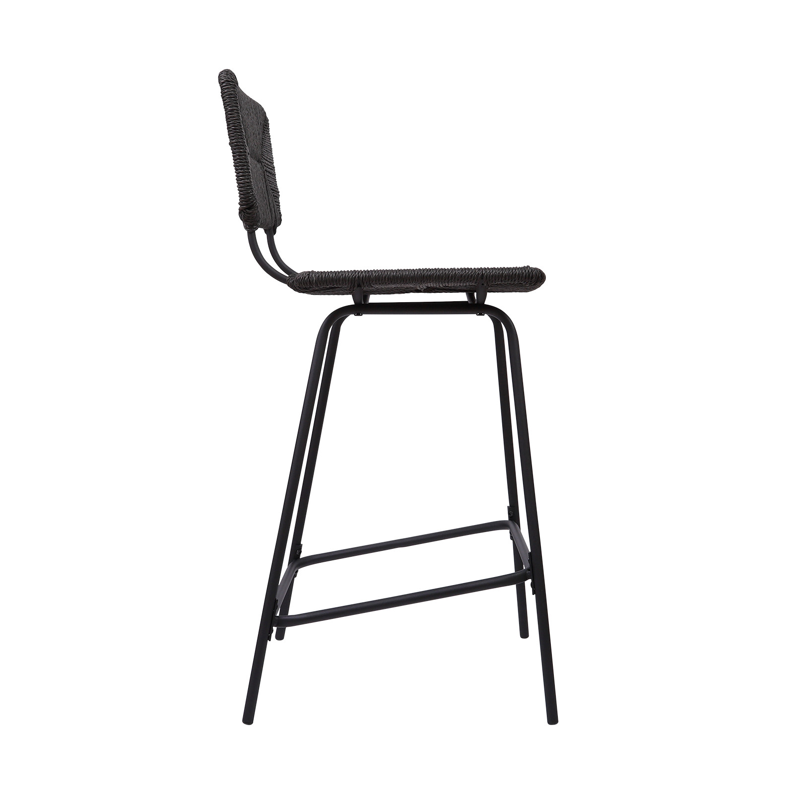 Tabourets de Bar Îlot Central Corde tressée et Métal - Coloris Noir carbone NEMA | Lot de 2 Tabourets de Bar Îlot Central Corde tressée et Métal - Coloris Noir carbone NEMA | Lot de 2