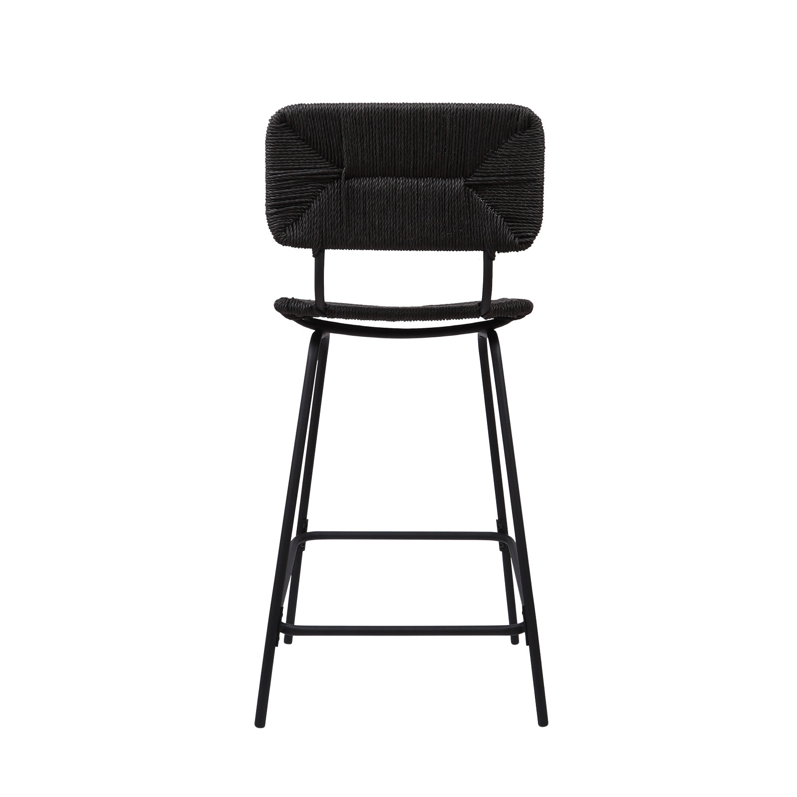 Tabourets de Bar Îlot Central Corde tressée et Métal - Coloris Noir carbone NEMA | Lot de 2 Tabourets de Bar Îlot Central Corde tressée et Métal - Coloris Noir carbone NEMA | Lot de 2