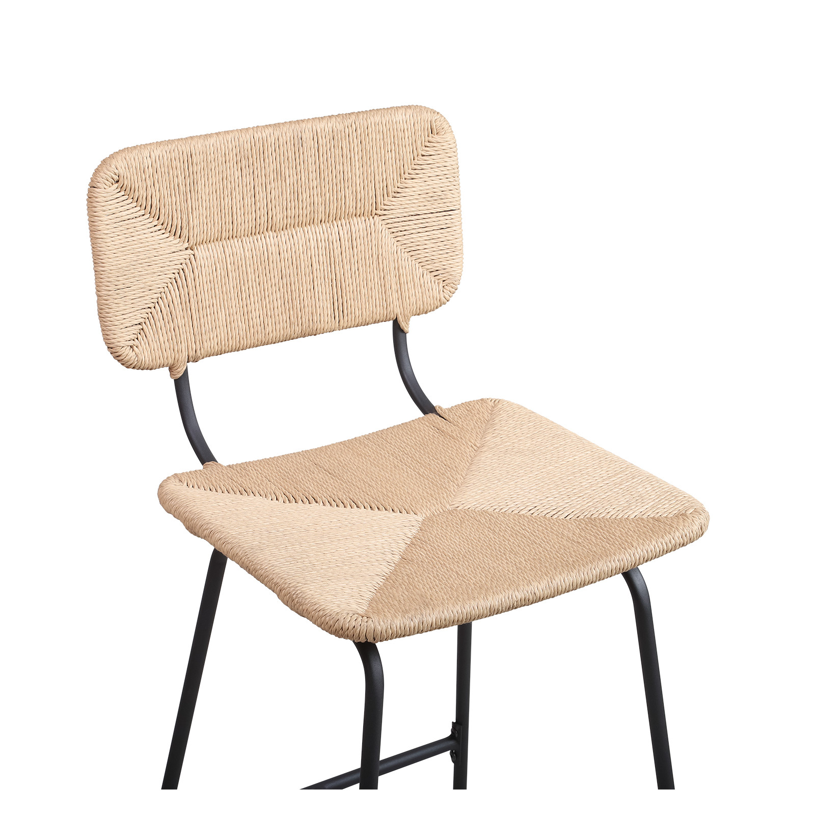 Tabourets de Bar Îlot Central Corde tressée et Métal - Coloris Naturel TIDRA | Lot de 2 Tabourets de Bar Îlot Central Corde tressée et Métal - Coloris Naturel TIDRA | Lot de 2