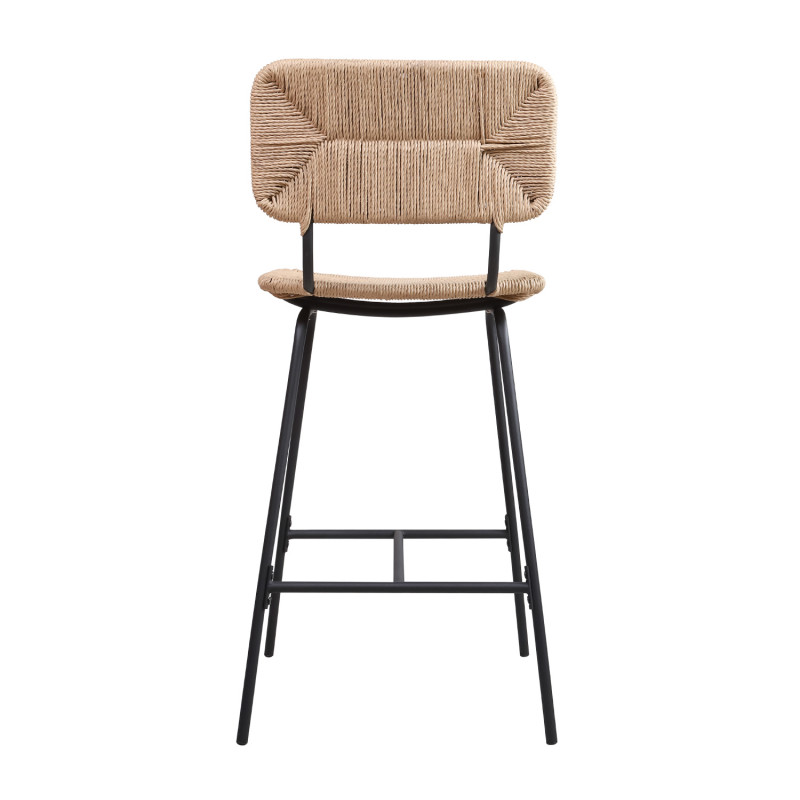 Tabourets de Bar Îlot Central Corde tressée et Métal - Coloris Naturel TIDRA | Lot de 2