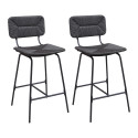 Tabourets de Bar Îlot Central Corde tressée et Métal - Coloris Noir carbone TIDRA | Lot de 2