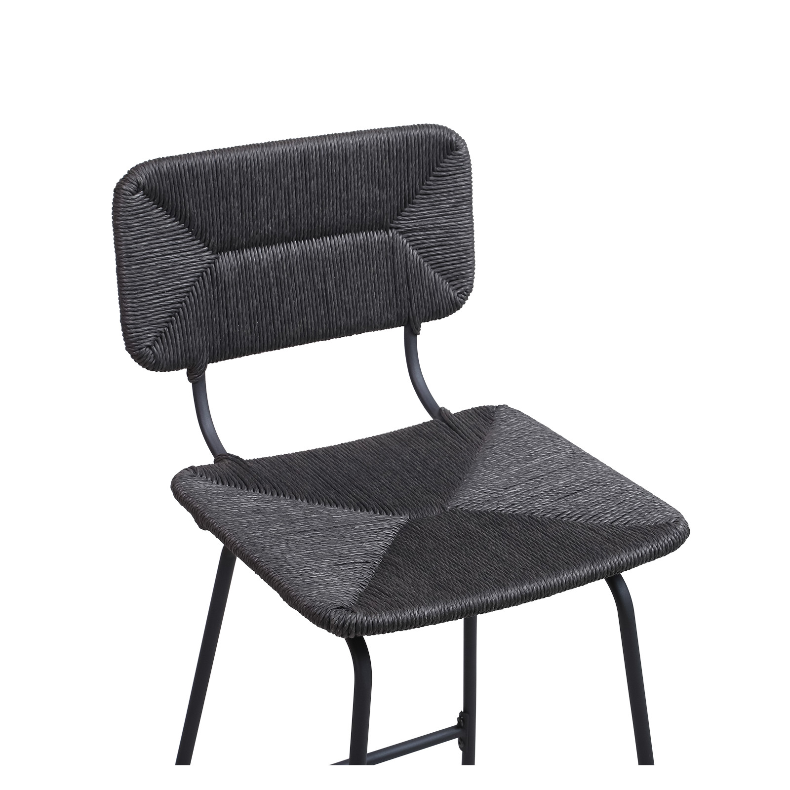 Tabourets de Bar Îlot Central Corde tressée et Métal - Coloris Noir carbone TIDRA | Lot de 2 Tabourets de Bar Îlot Central Corde tressée et Métal - Coloris Noir carbone TIDRA | Lot de 2