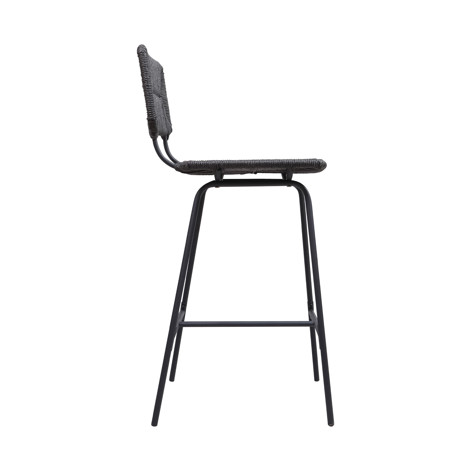 Tabourets de Bar Îlot Central Corde tressée et Métal - Coloris Noir carbone TIDRA | Lot de 2 Tabourets de Bar Îlot Central Corde tressée et Métal - Coloris Noir carbone TIDRA | Lot de 2
