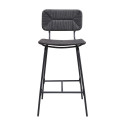 Tabourets de Bar Îlot Central Corde tressée et Métal - Coloris Noir carbone TIDRA | Lot de 2