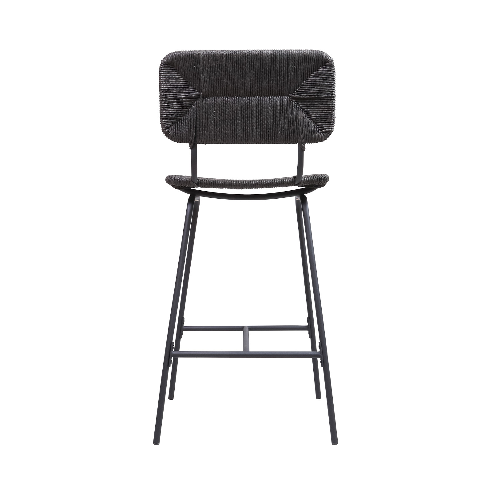 Tabourets de Bar Îlot Central Corde tressée et Métal - Coloris Noir carbone TIDRA | Lot de 2 Tabourets de Bar Îlot Central Corde tressée et Métal - Coloris Noir carbone TIDRA | Lot de 2