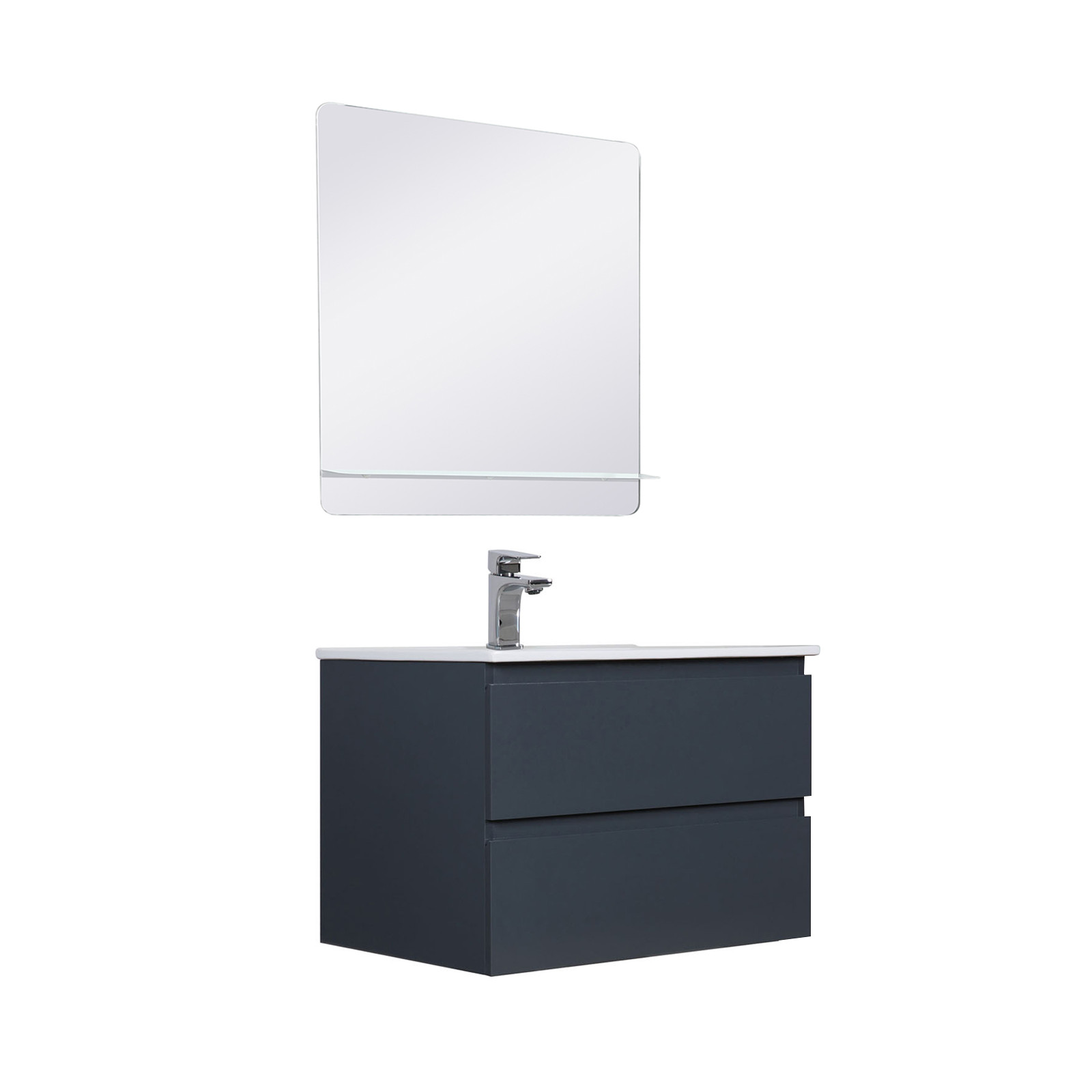 Meuble Salle de Bain 60 cm Suspendu Gris Anthracite + Miroir SORRENTO Meuble Salle de Bain 60 cm Suspendu Gris Anthracite + Miroir SORRENTO