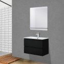 Meuble Salle de Bain 60 cm Suspendu Noir Carbone + Miroir SORRENTO Meuble Salle de Bain 60 cm Suspendu Noir Carbone + Miroir SORRENTO