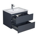 Meuble Salle de Bain 60 cm + Colonne Gris Anthracite + Miroir SORRENTO