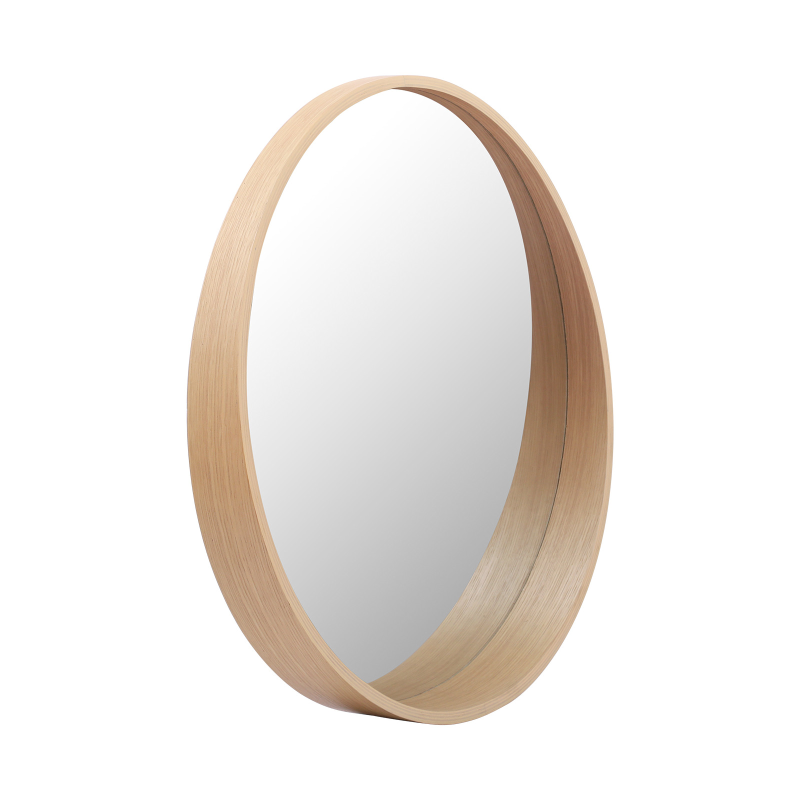 Meuble de Salle De Bain Chêne 70 cm ATOLL + Miroir Rond 60 cm + Vasque ronde 37 cm