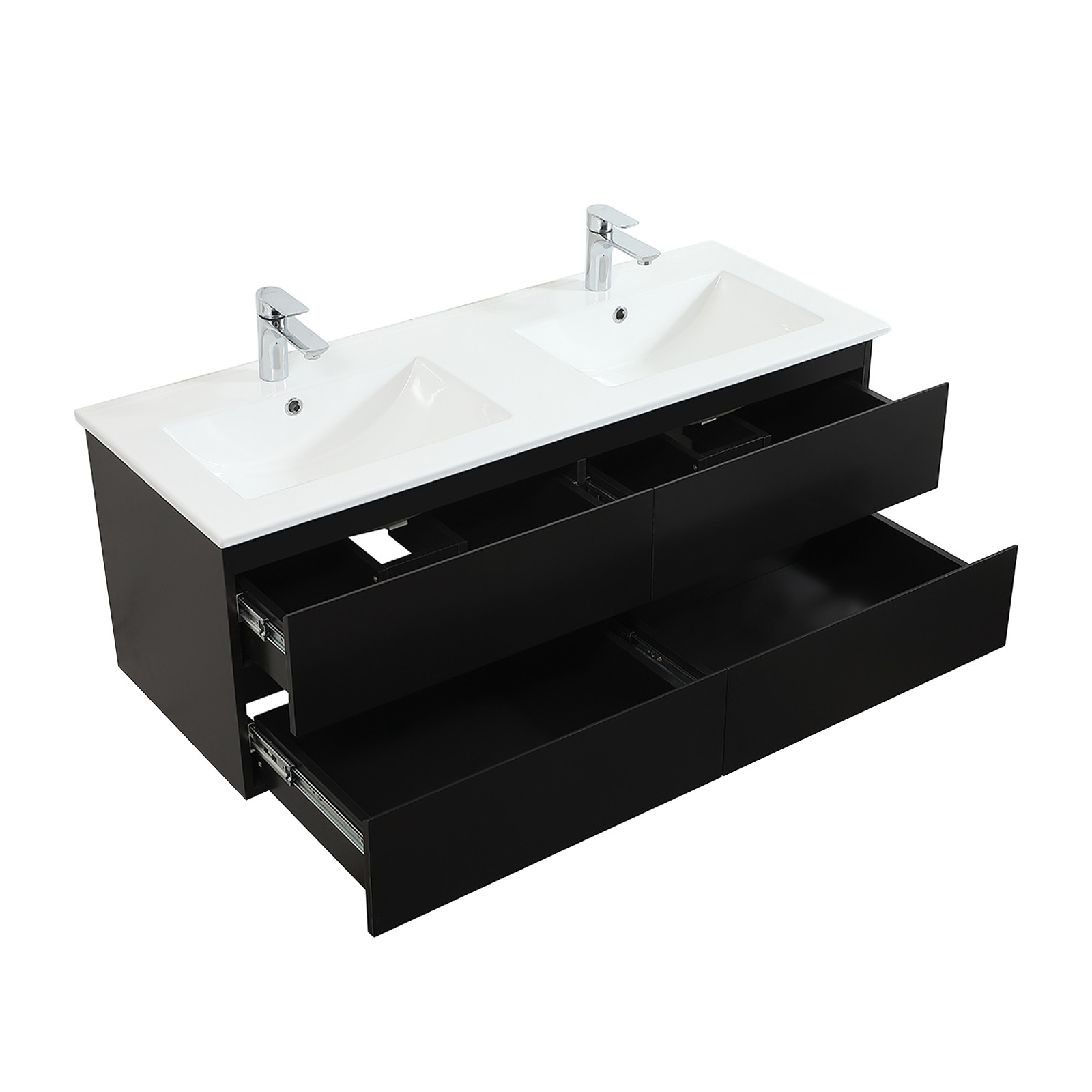 Meuble de Salle de Bain Double Vasque 120 cm Noir Carbone + 2 miroirs SORRENTO Meuble de Salle de Bain Double Vasque 120 cm Noir Carbone + 2 miroirs SORRENTO