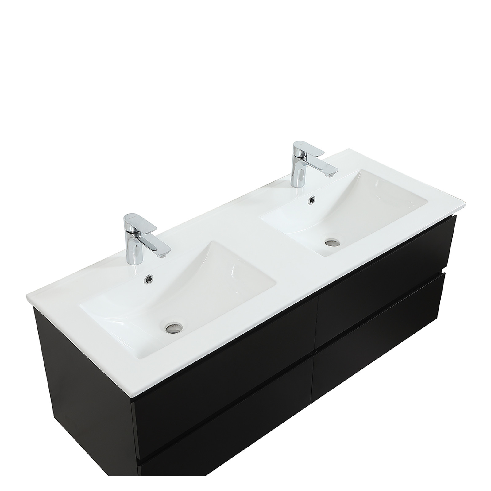 Meuble de Salle de Bain Double Vasque 120 cm Noir Carbone + 2 miroirs SORRENTO Meuble de Salle de Bain Double Vasque 120 cm Noir Carbone + 2 miroirs SORRENTO