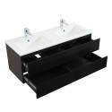 Ensemble meuble double vasque noir carbone 120cm + vasque + 2 miroirs + colonne