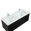 Ensemble meuble double vasque noir carbone 120cm + vasque + 2 miroirs + colonne