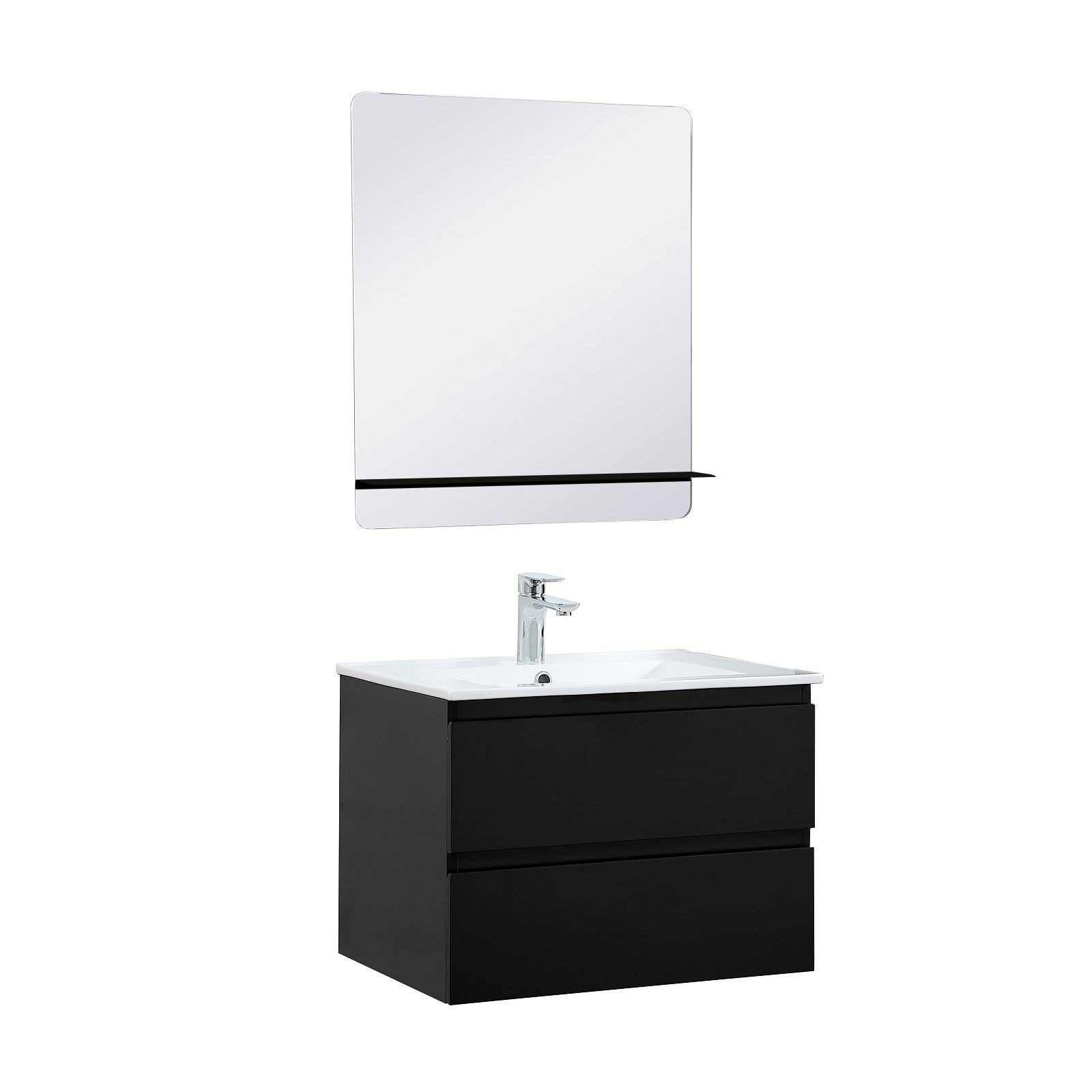 Meuble Salle de Bain 60 cm Suspendu Noir Carbone + Miroir tablette Noire SORRENTO Meuble Salle de Bain 60 cm Suspendu Noir Carbone + Miroir tablette Noire SORRENTO