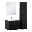 Meuble Salle de Bain 60 cm + Colonne Noir Carbone + Miroir tablette Noir SORRENTO