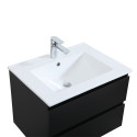 Meuble Salle de Bain 60 cm + Colonne Noir Carbone + Miroir tablette Noir SORRENTO