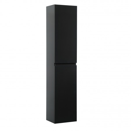 Meuble Salle de Bain 60 cm + Colonne Noir Carbone + Miroir tablette Noir SORRENTO