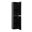 Meuble Salle de Bain 60 cm + Colonne Noir Carbone + Miroir tablette Noir SORRENTO