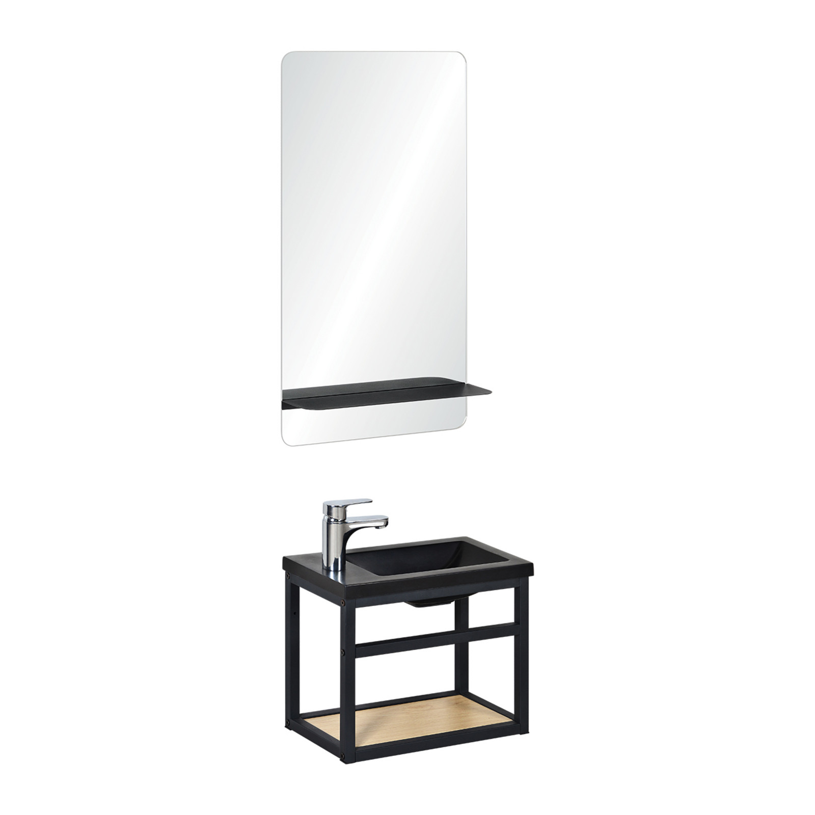 Meuble lave-mains Métal SAO + robinet chromé + miroir